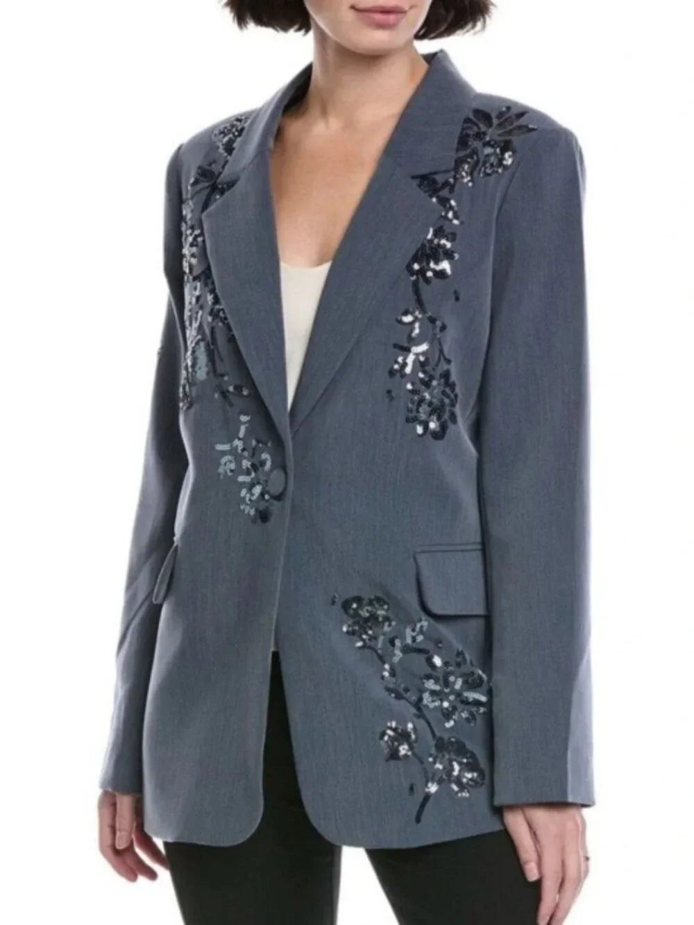 *NWOT* NVLT Sequin Embellished Notch Collar Single Button Blazer Jacket Sz L